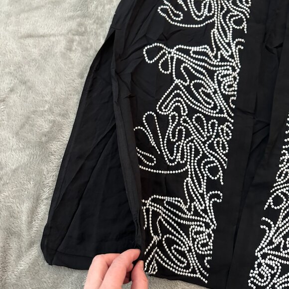 Chico's Long Line Embroidered Cardigan Kimono Black Women's Small Medium S/M - Picture 2 of 6